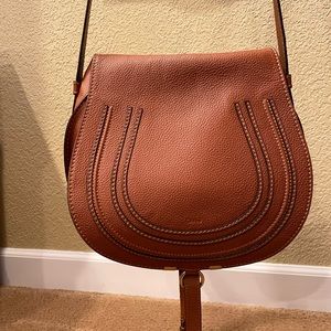 Chloé Medium Marcie Leather Crossbody Bag - Tan